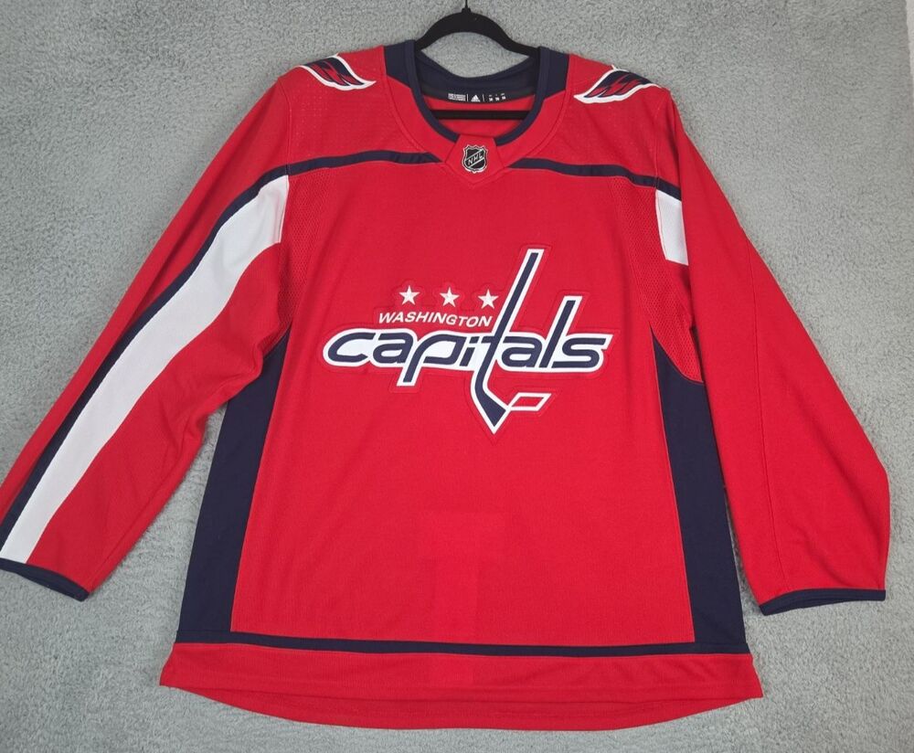 Adidas Authentic Jersey Washington Capitals Mens 56 XL 2XL Red Fight Strap NWOT
